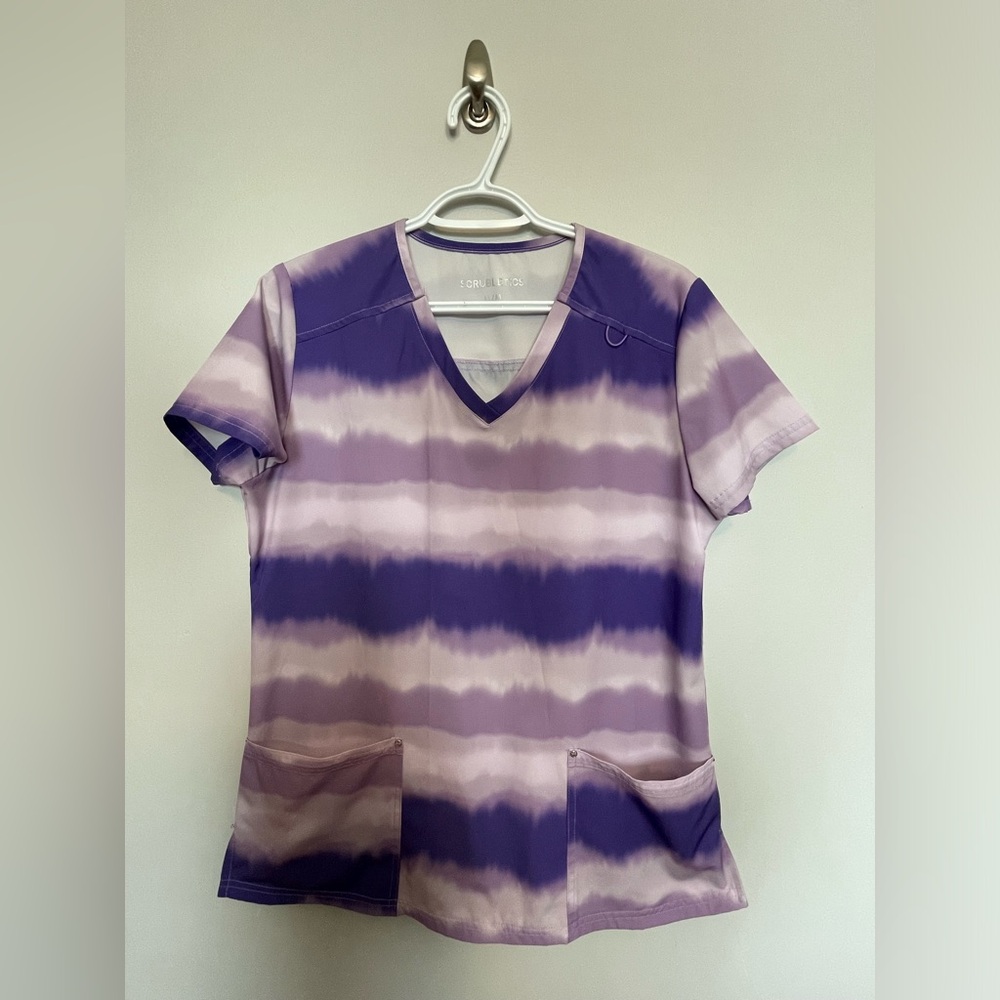 Scrubletics Purple and White Women's scrub top